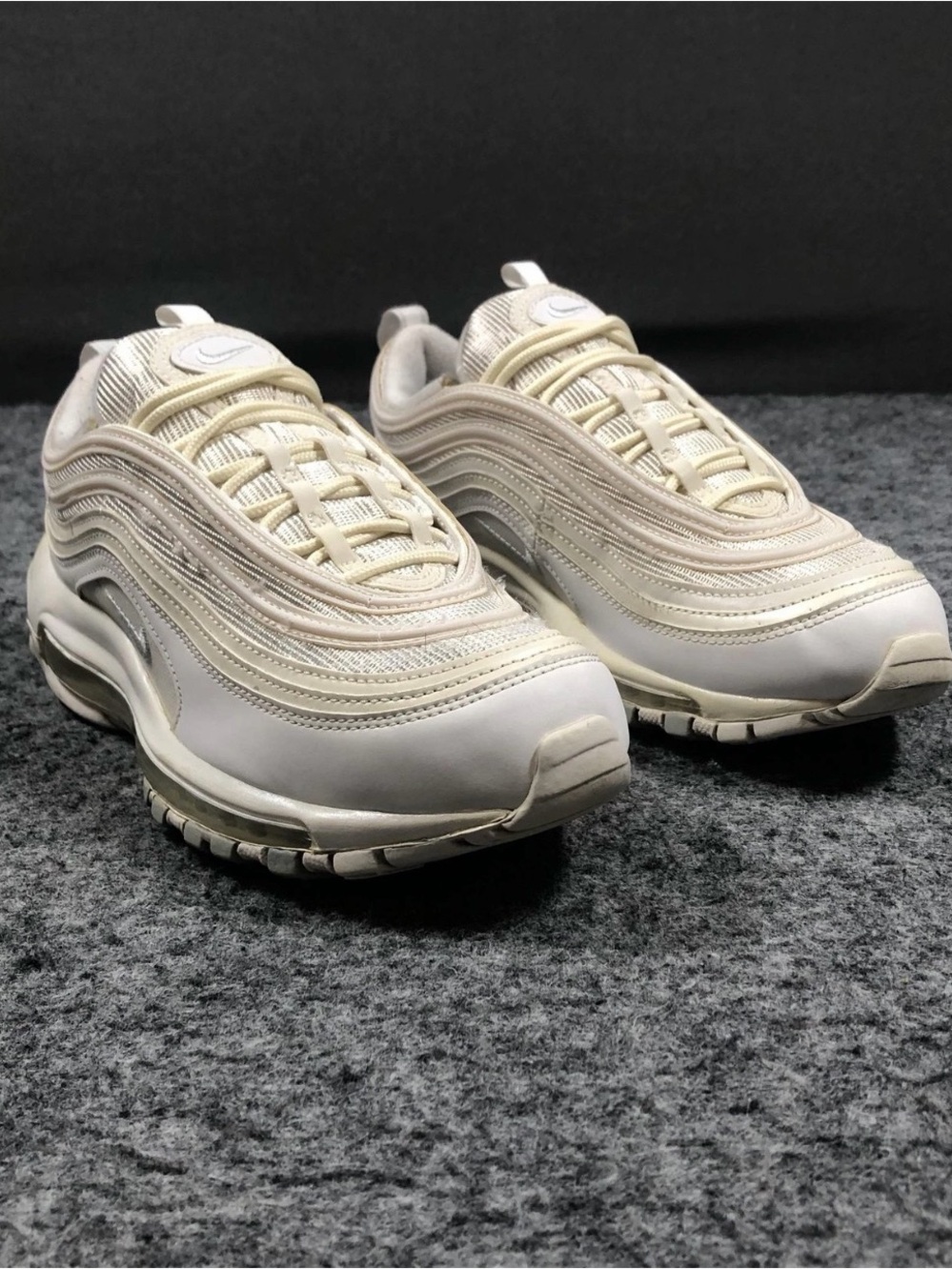 Nike Air Max 97 Shoes Womens 8.5 White Cream Mesh Running Sneakers - Picture 2 of 7